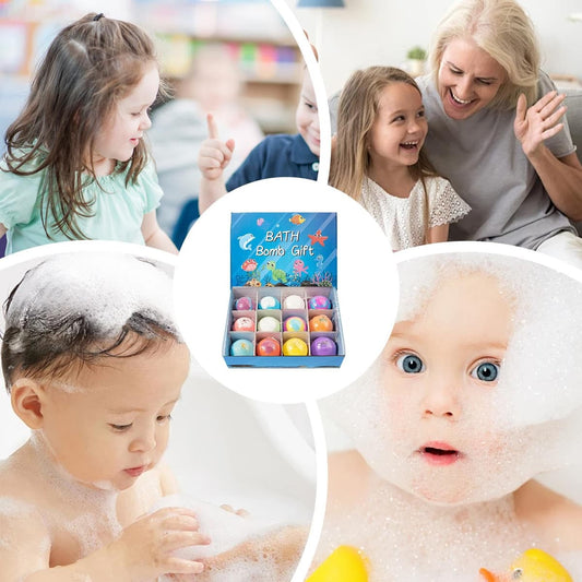 12pc Kids Bath Bomb Gift Set - Fizzy & Mildly Fragrant