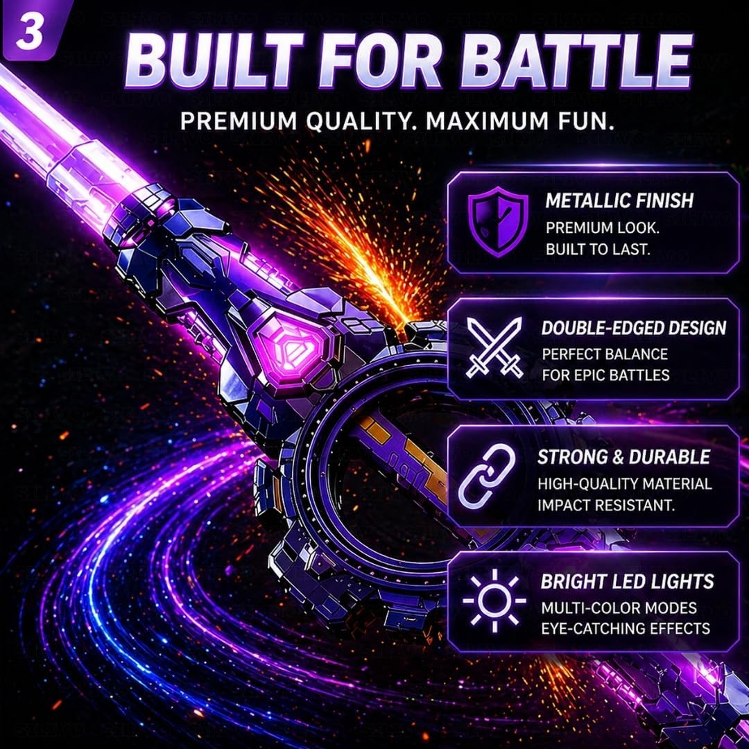 Rechargeable Rotating Double-Edge LED Sword with Sound & Light Effects
