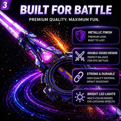 Rechargeable Rotating Double-Edge LED Sword with Sound & Light Effects
