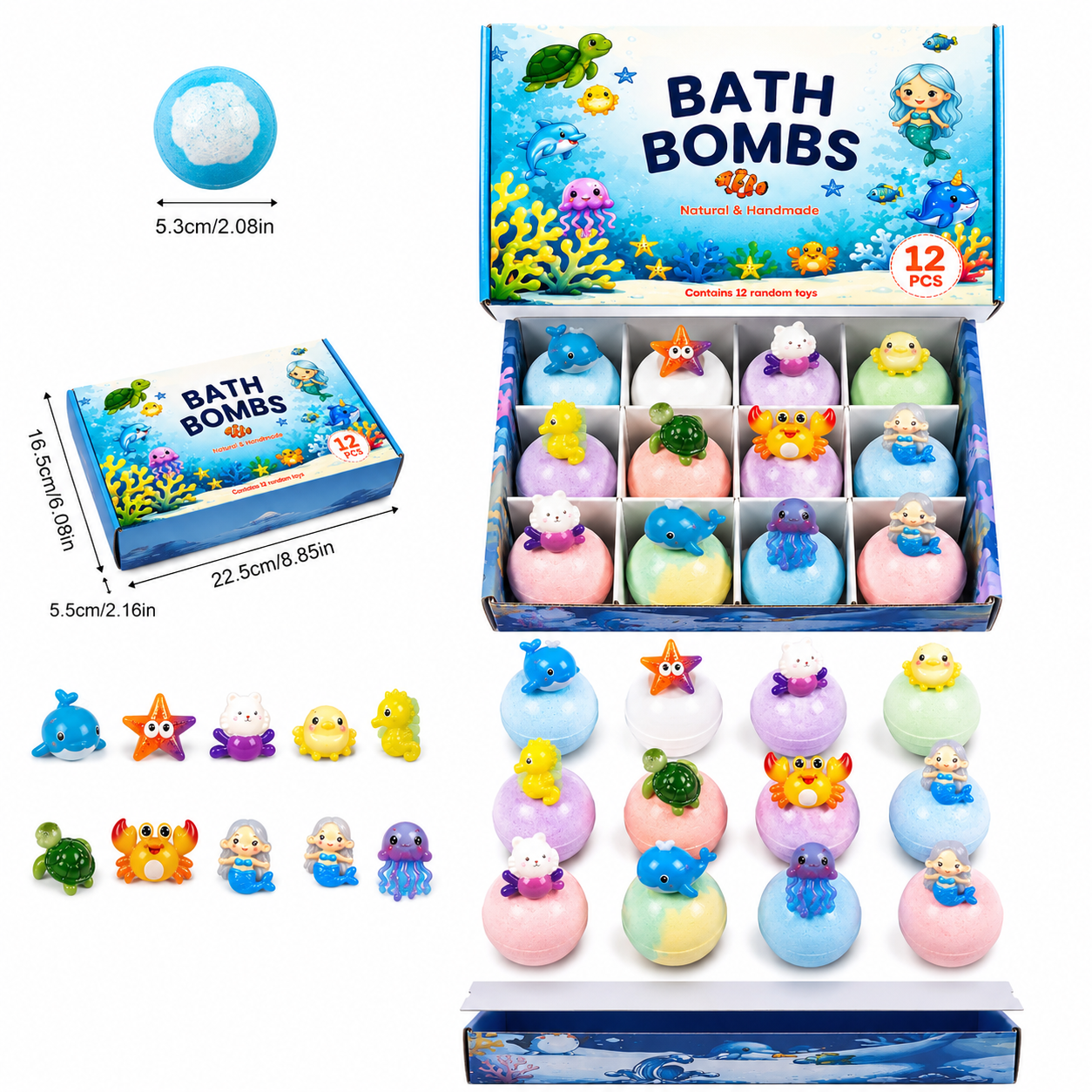 12pc Kids Bath Bomb Gift Set - Fizzy & Mildly Fragrant