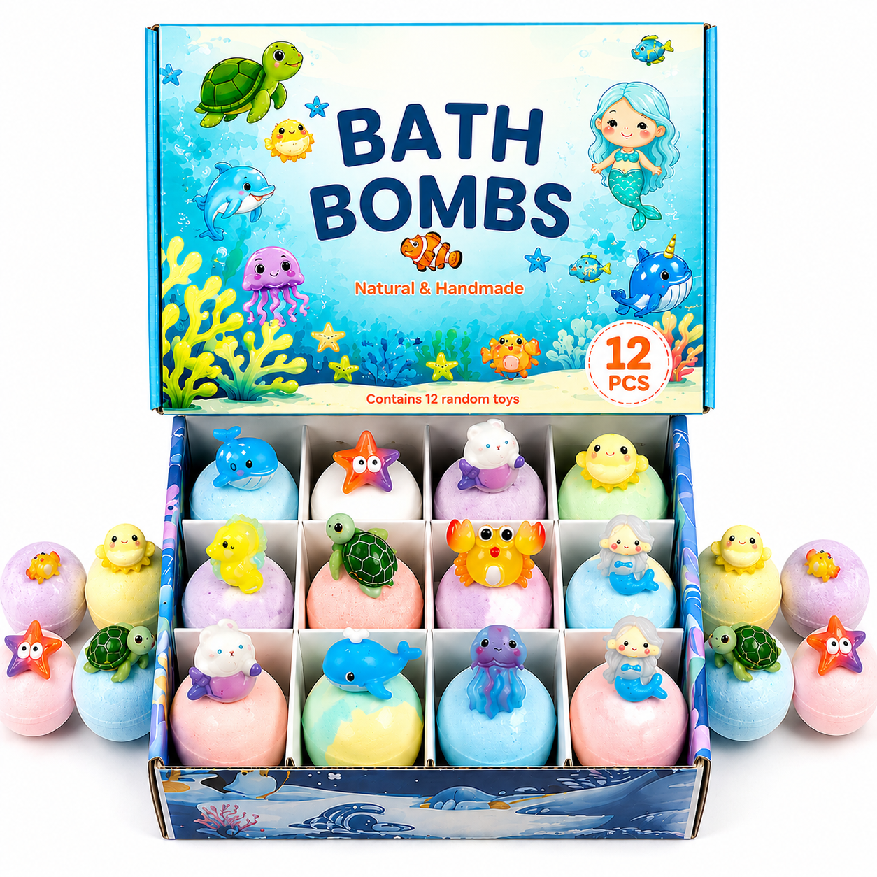12pc Kids Bath Bomb Gift Set - Fizzy & Mildly Fragrant