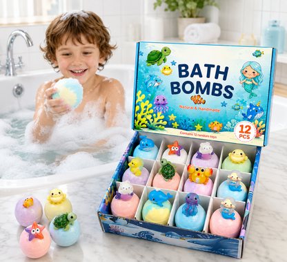 12pc Kids Bath Bomb Gift Set - Fizzy & Mildly Fragrant