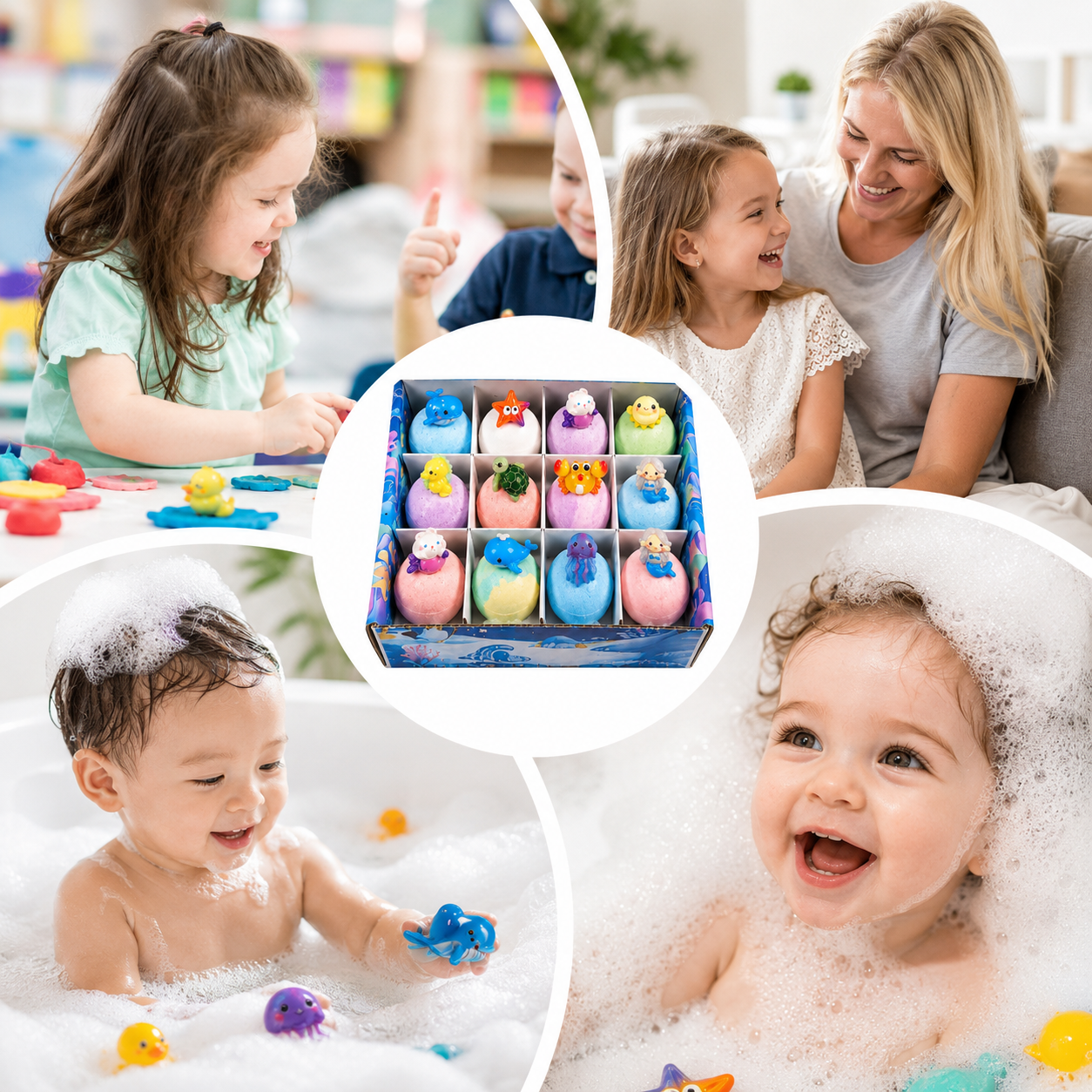 12pc Kids Bath Bomb Gift Set - Fizzy & Mildly Fragrant