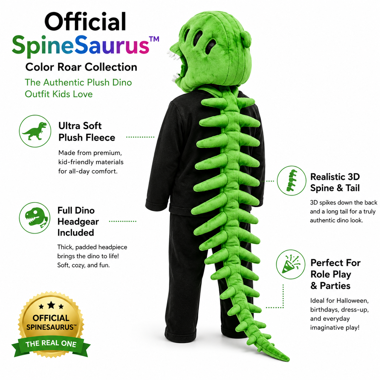 SpineSaurus™ Plush Dino Outfit – Official Color Roar Collection