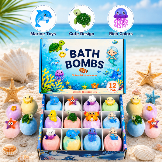 12pc Kids Bath Bomb Gift Set - Fizzy & Mildly Fragrant