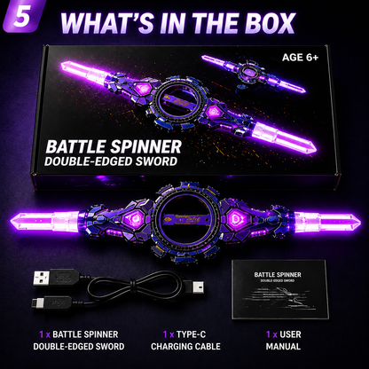 Rechargeable Rotating Double-Edge LED Sword with Sound & Light Effects